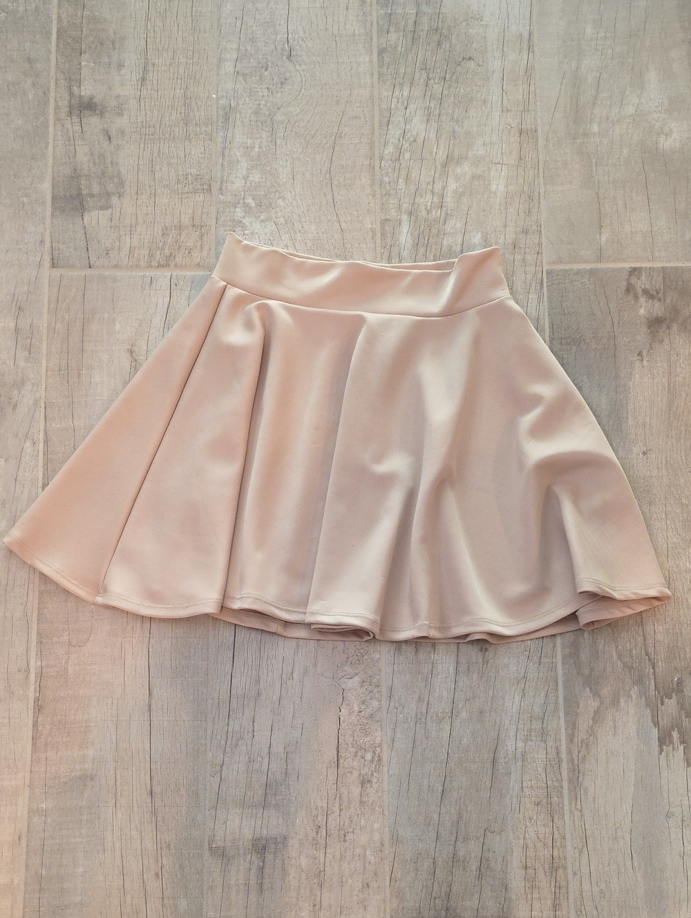 High-Waist Flared Skater Circle Skirt in Light Tan